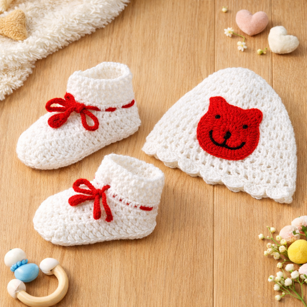 Handmade Crochet Baby Outfit – 4-Piece Set (12-18 Months)