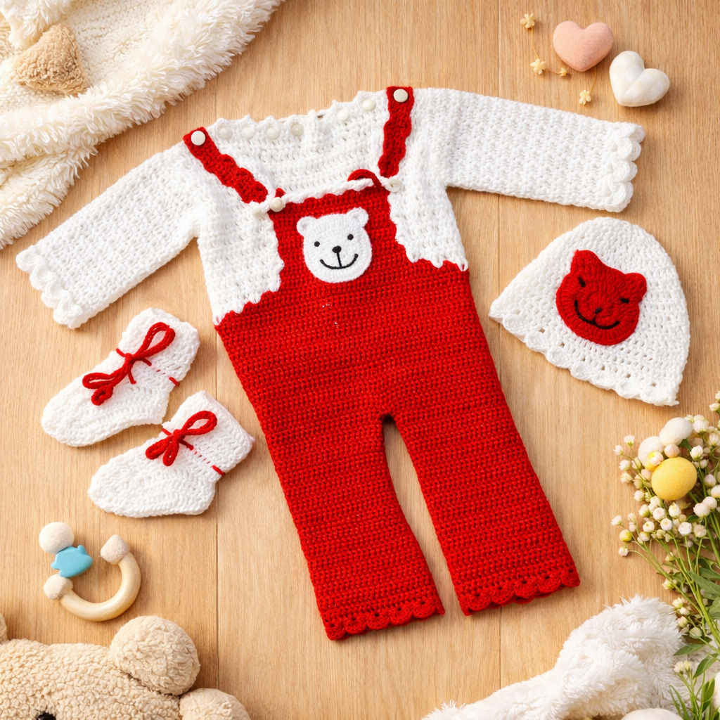 Handmade Crochet Baby Outfit – 4-Piece Set (12-18 Months)