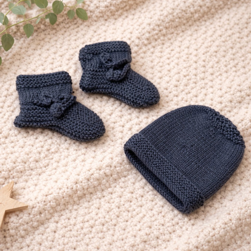Hand-Knitted 4-Piece Baby Outfit Set - Cozy and Comfort (6-12 Months)