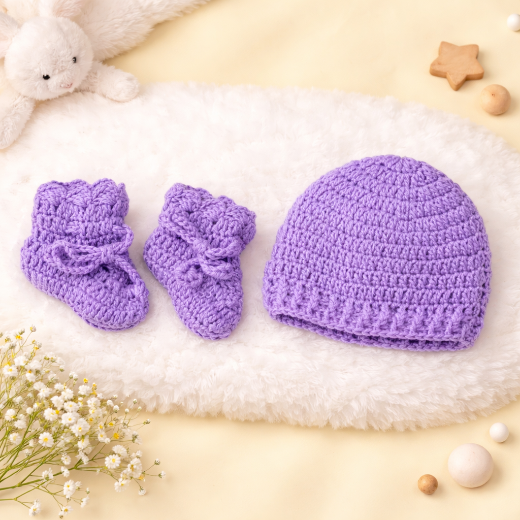 Handmade Knitted Baby OutfitSet – Sweet & Cozy (0-3 Months)