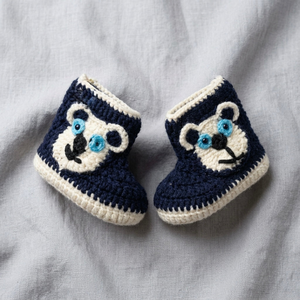 Handmade Crochet Bear Baby Booties – Soft, Cozy & Adorably Unique (3-6 months)