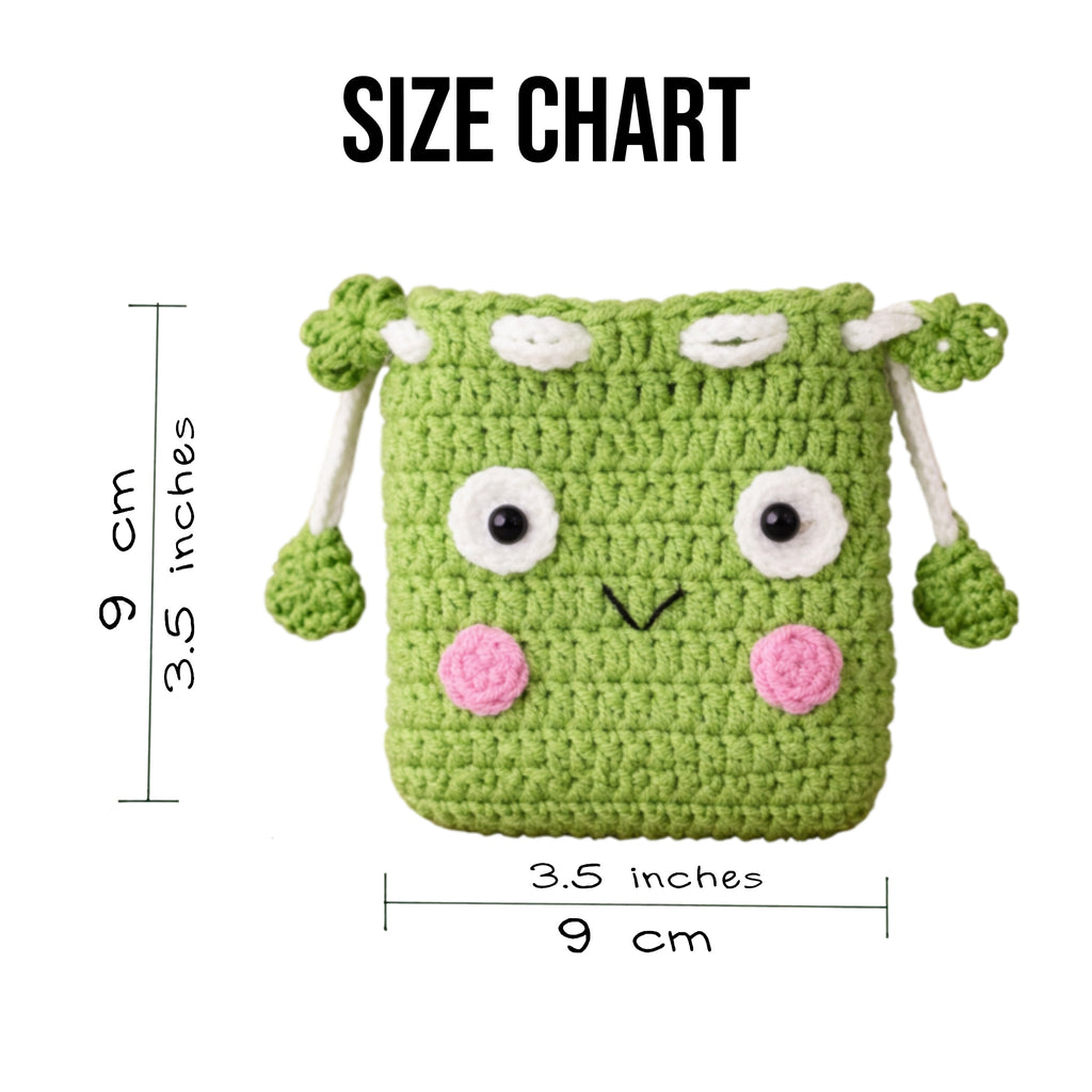 Happy Frog Crochet Drawstring Pouch