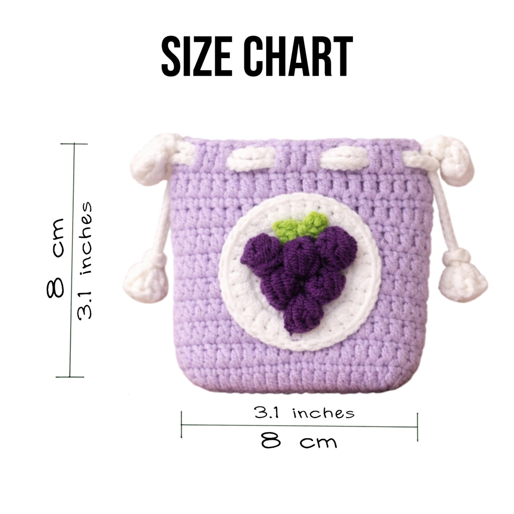 Sweet Grape Crochet Drawstring Pouch