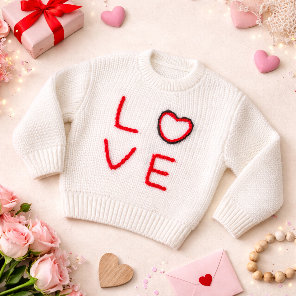 Handmade Baby “LOVE” Sweater – Valentine's Sweater (4-5 Years)