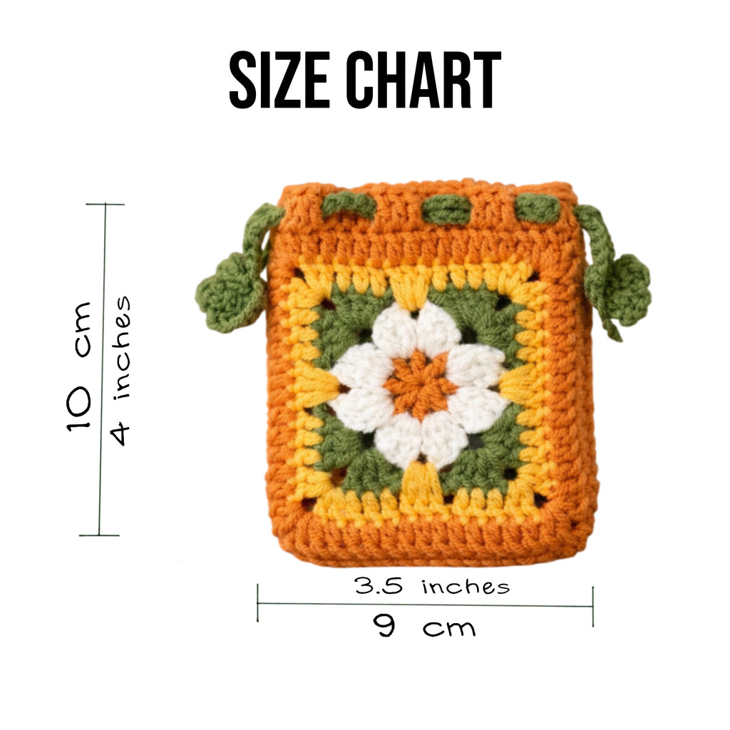 Sunflower Garden Granny Square Crochet Pouch