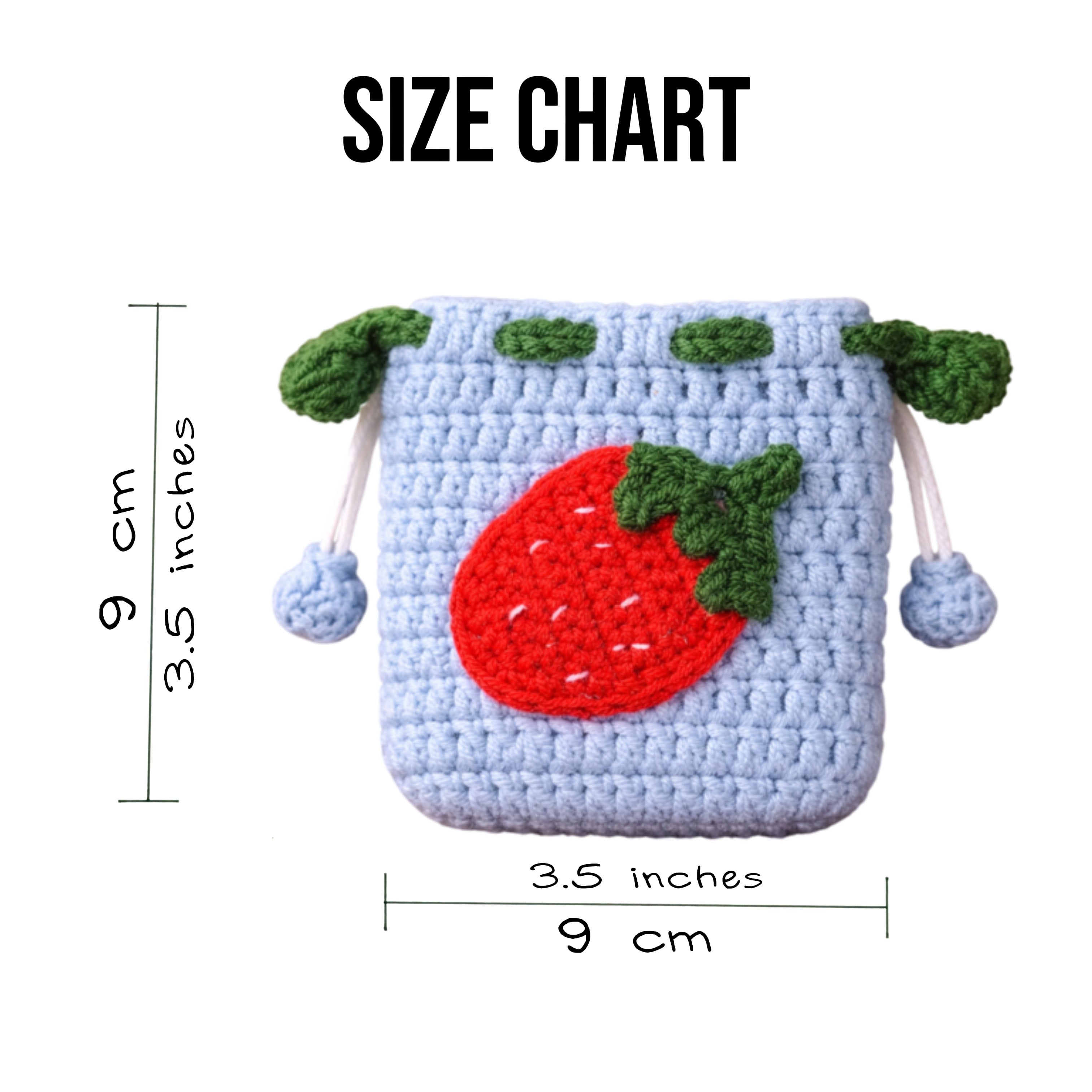 Berry Bliss Strawberry Crochet Drawstring Pouch