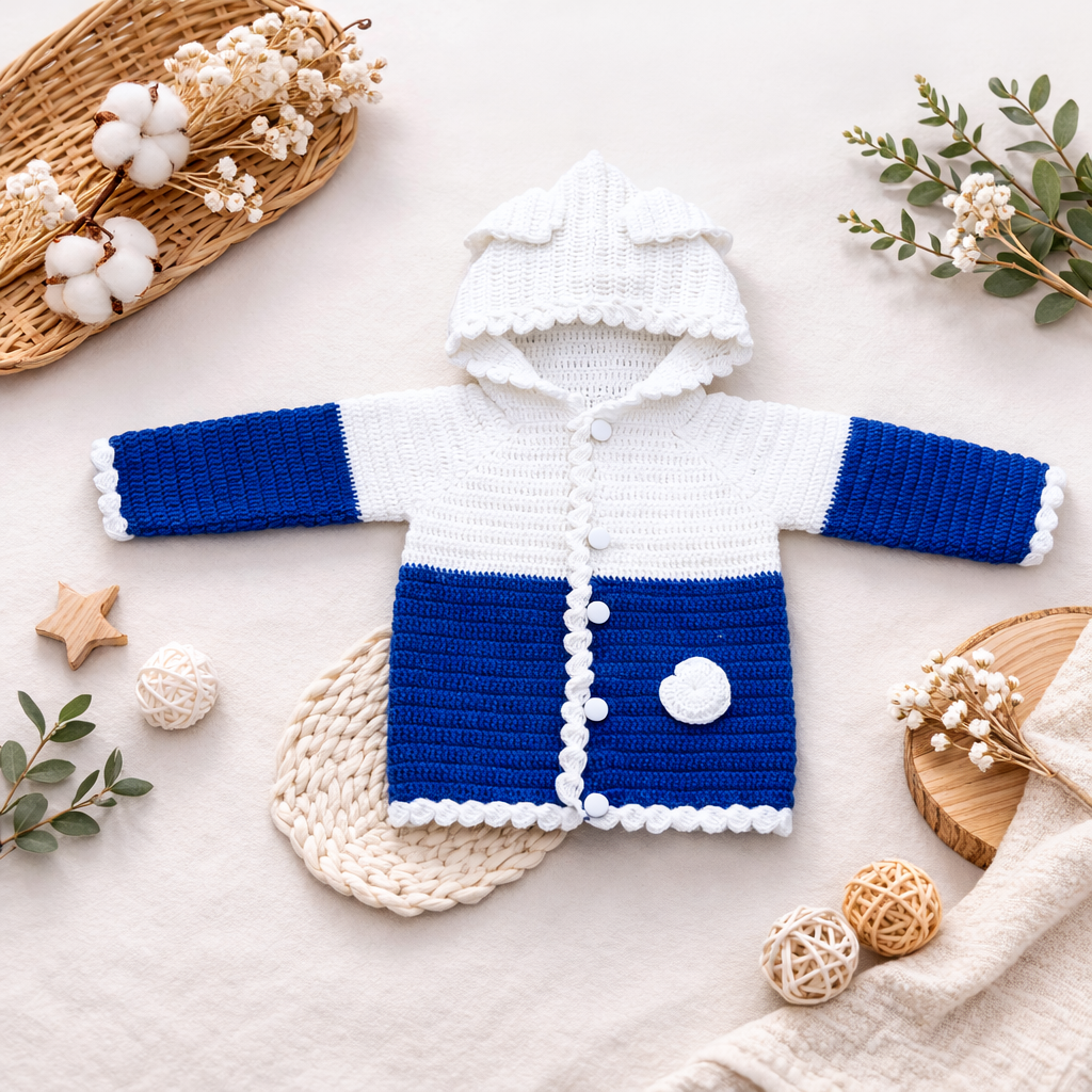 Hand-Knitted Hoodie Baby Outfit Set - Bright and Comfort (18-24 Months)