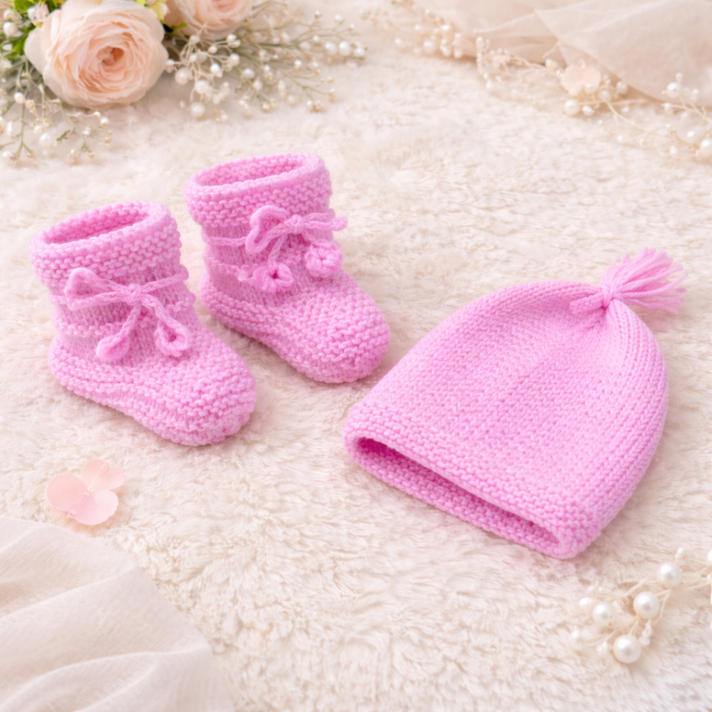 Hand-Knitted 4- Piece Baby Ice Cream Outfit Set - Cozy and Comfort (6-12 Months)