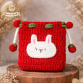 Strawberry Bunny Crochet Drawstring Pouch