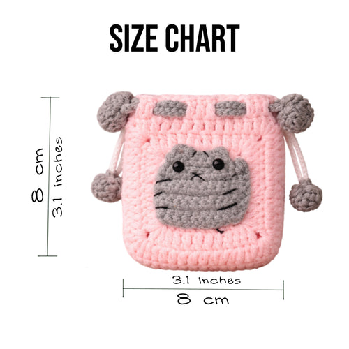 Cuddly Kitty Crochet Drawstring Pouch
