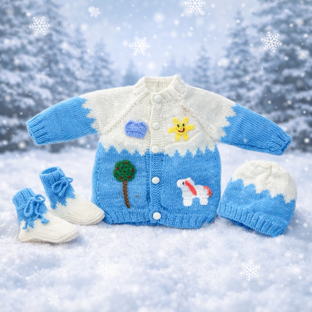 Handmade Knitted Baby Outfit Set - Adorable Stitched Designs (3-6 Months)