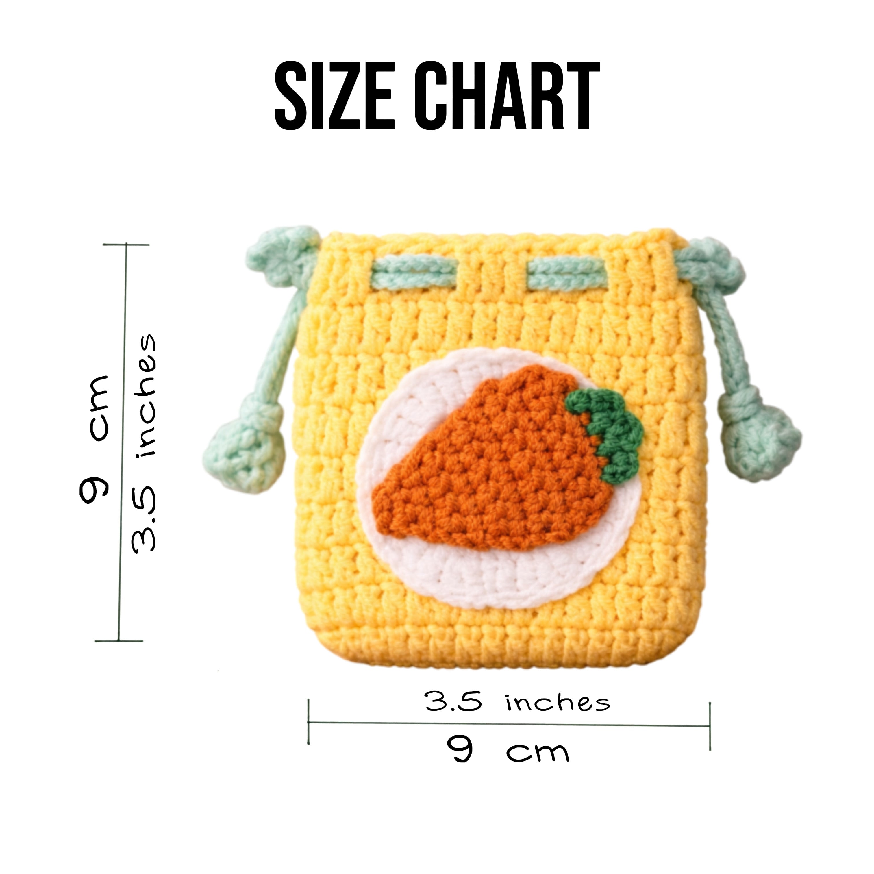 Sunny Carrot Crochet Drawstring Pouch
