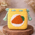 Sunny Carrot Crochet Drawstring Pouch