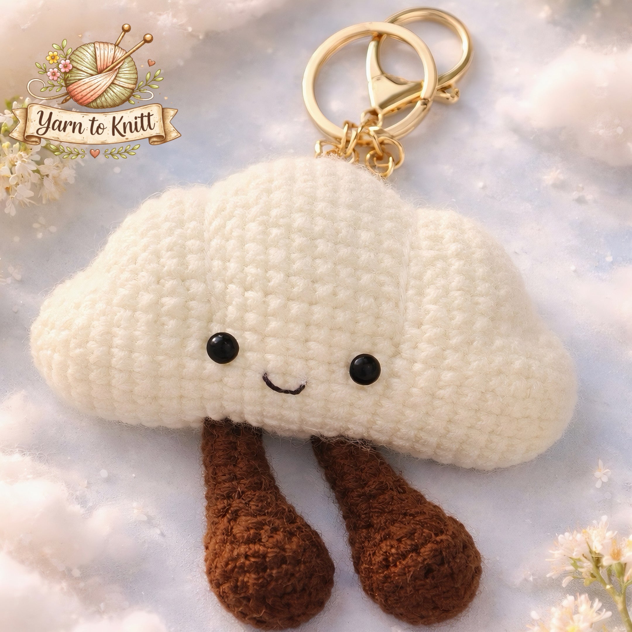 ☁️ CozyCloud Crochet Cloud Keychain