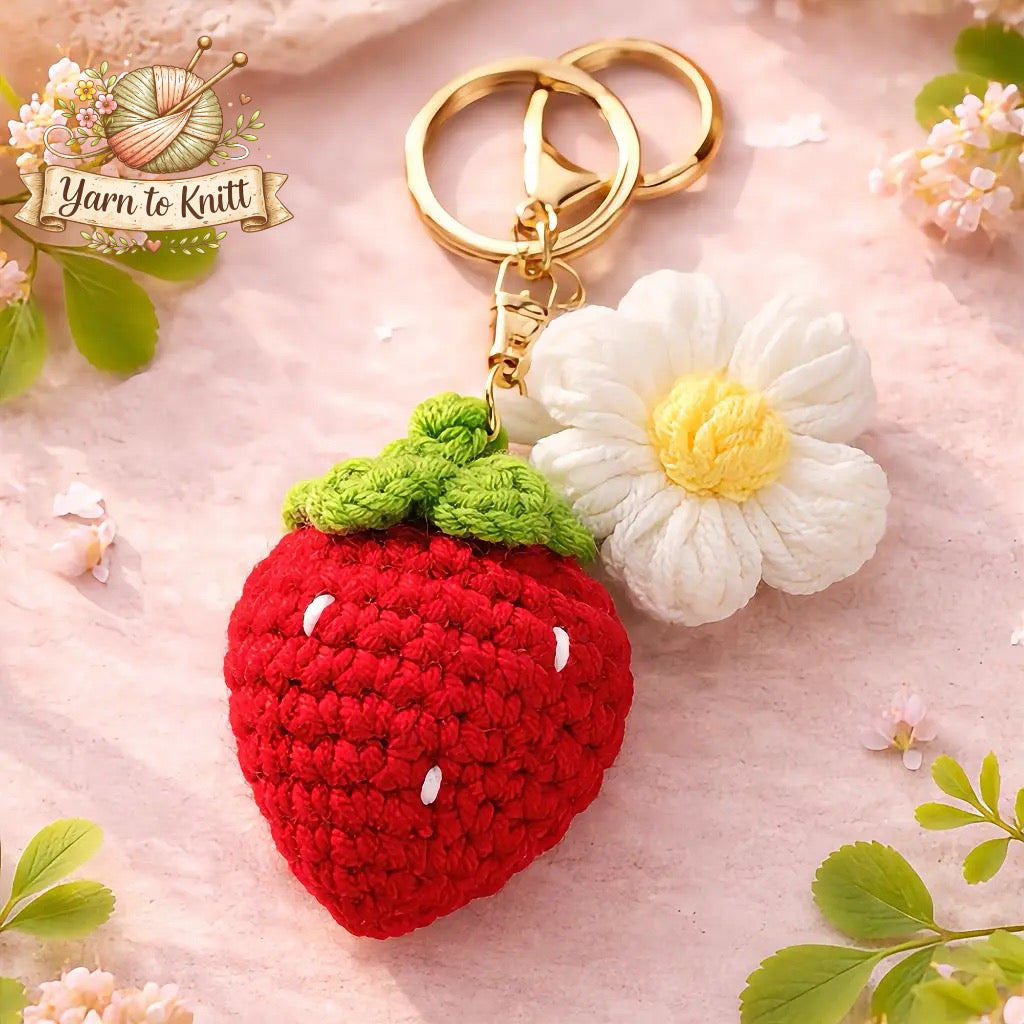 🍓 BerryBliss Crochet Strawberry Keychain
